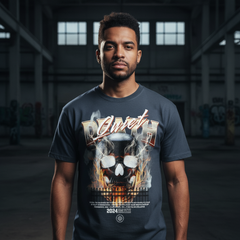 Men's "Quiet Death" Fiery Skull Graphic T-Shirt | Edgy Streetwear