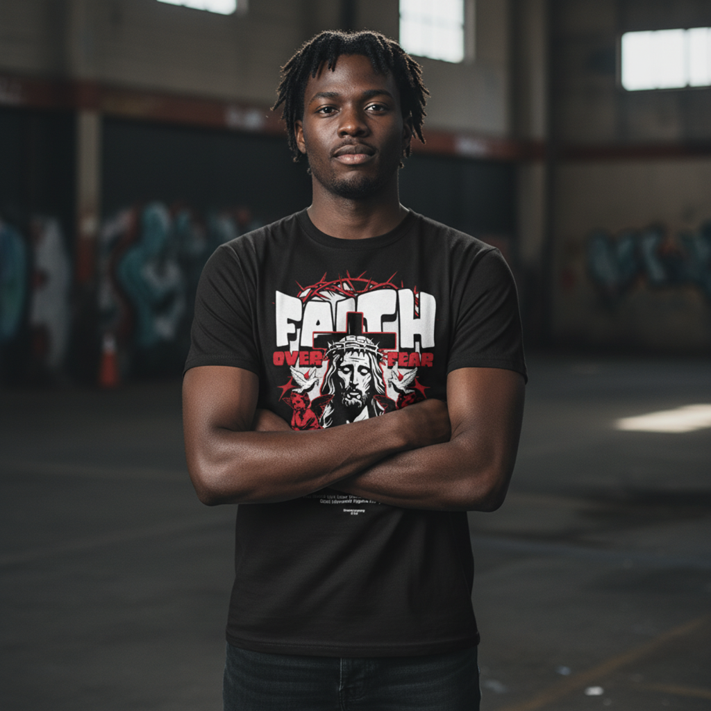 FAITH OVER FEAR Jesus Crown of Thorns T-Shirt